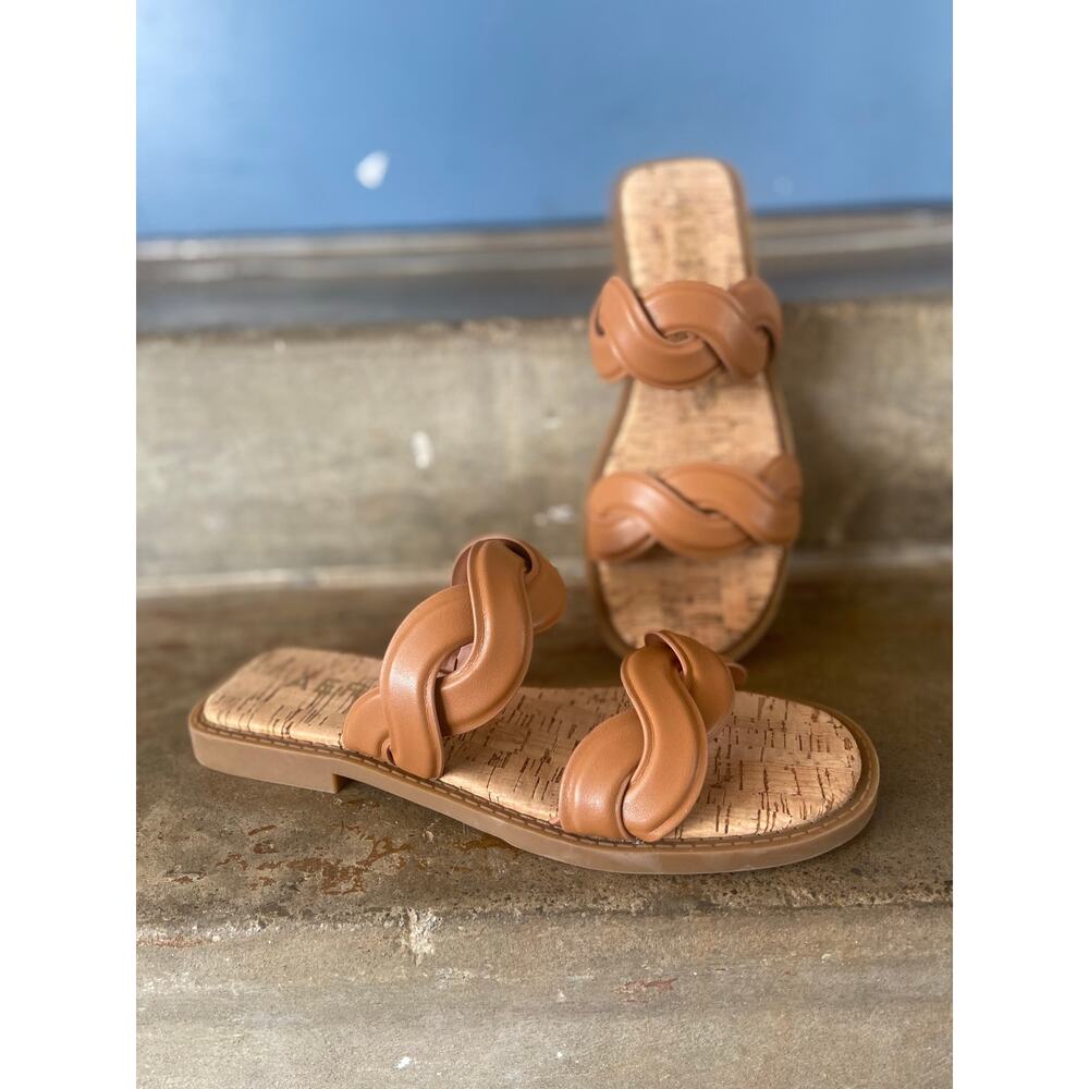 Aerosoles Colette tan twisted band slide sandals